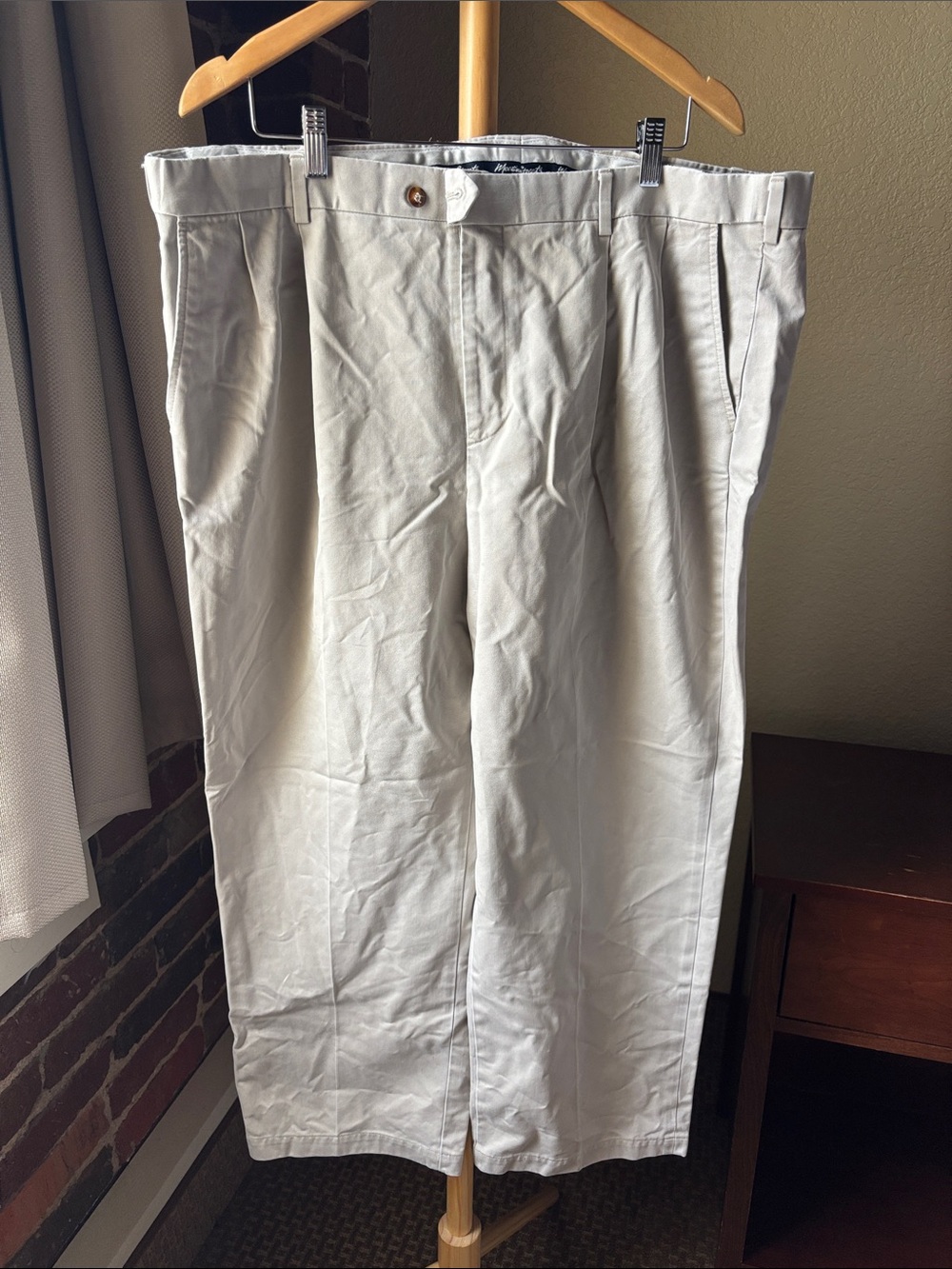 Meeting Street Men’s Khaki Cotton Chinos - Light Beige Size 42x32